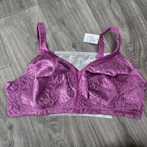 NWT Women’s Purple Floral Lace Wireless Bra – Size 48D